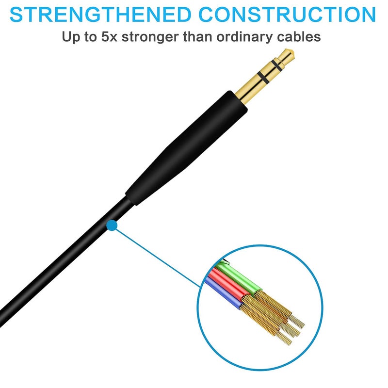 Saipomor QuietComfort45 Replacement Aux Cable Compatible with Bose On-Ear2 OE2 OE2i QuietComfort35II (QC35 II) QC25 QC35 SoundlinkII SoundTrue NC700 Headphones(Black) - Image 3
